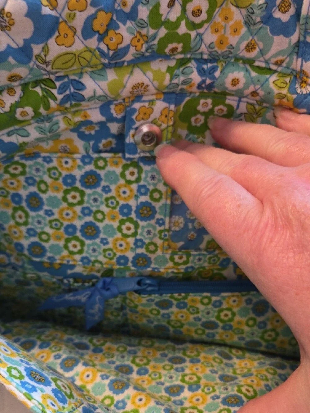 Vera Bradley Blue Green Yellow Quilted Floral Laptop Bag